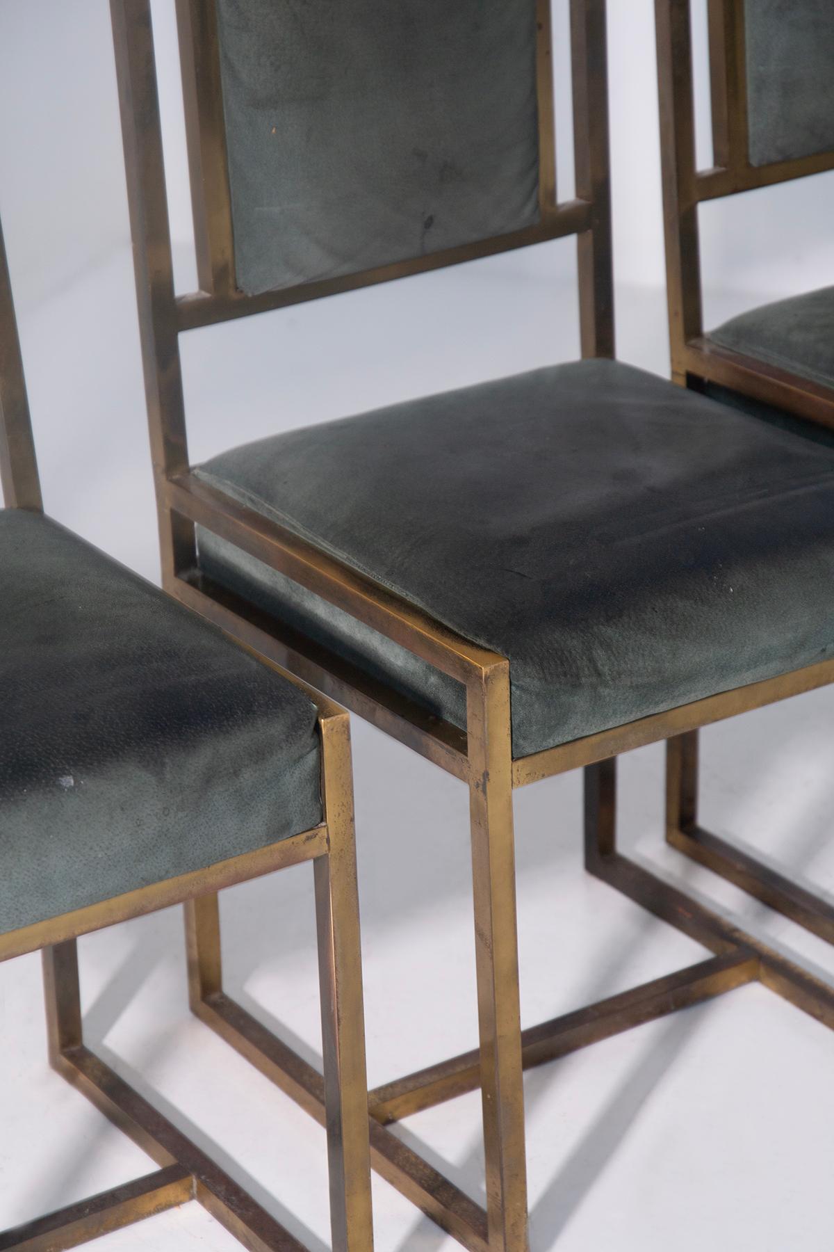 Ensemble de six chaises italiennes de style Art Déco en laiton en vente 2