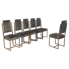 Set of six Italian Art Deco style chairs in brass