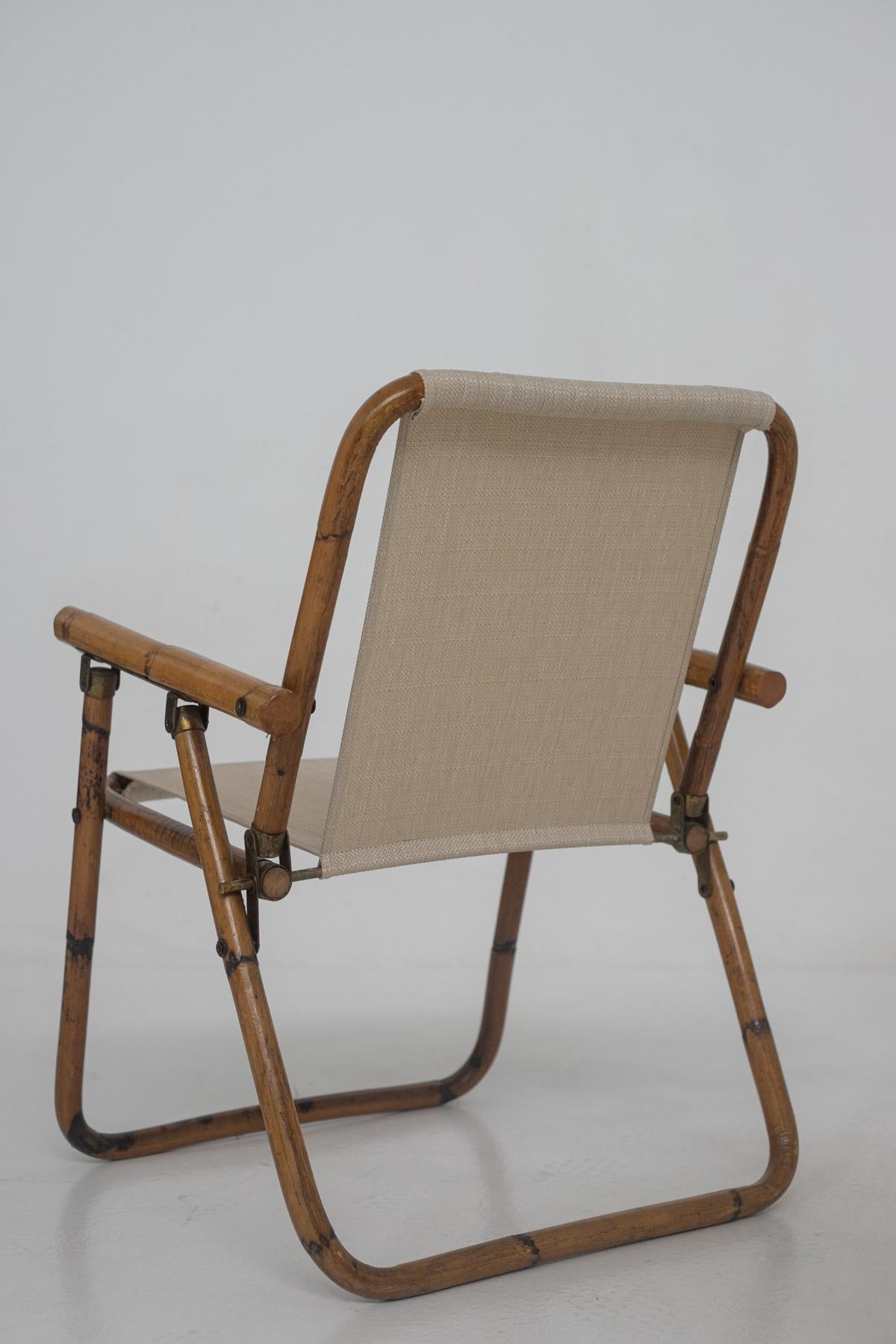 Set of Four Italian Bamboo and Cotton Chairs 4