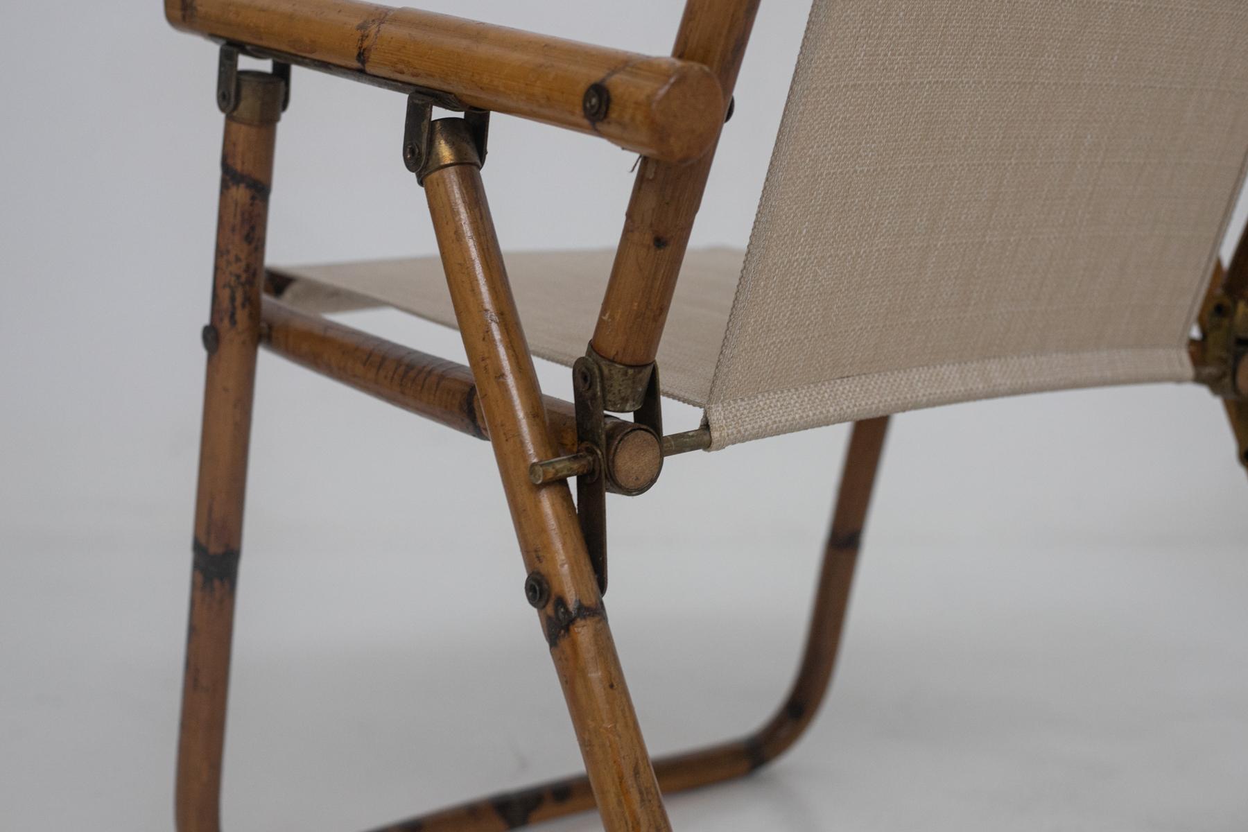 Set of Four Italian Bamboo and Cotton Chairs 6