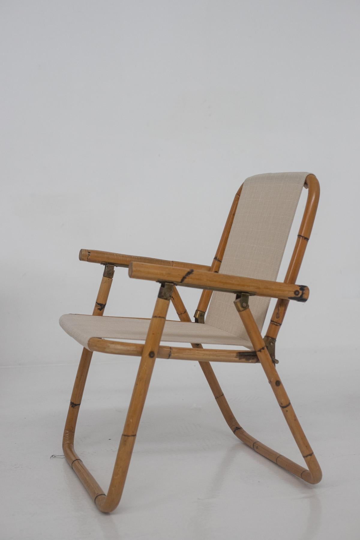 Set of Four Italian Bamboo and Cotton Chairs In Good Condition In Milano, IT