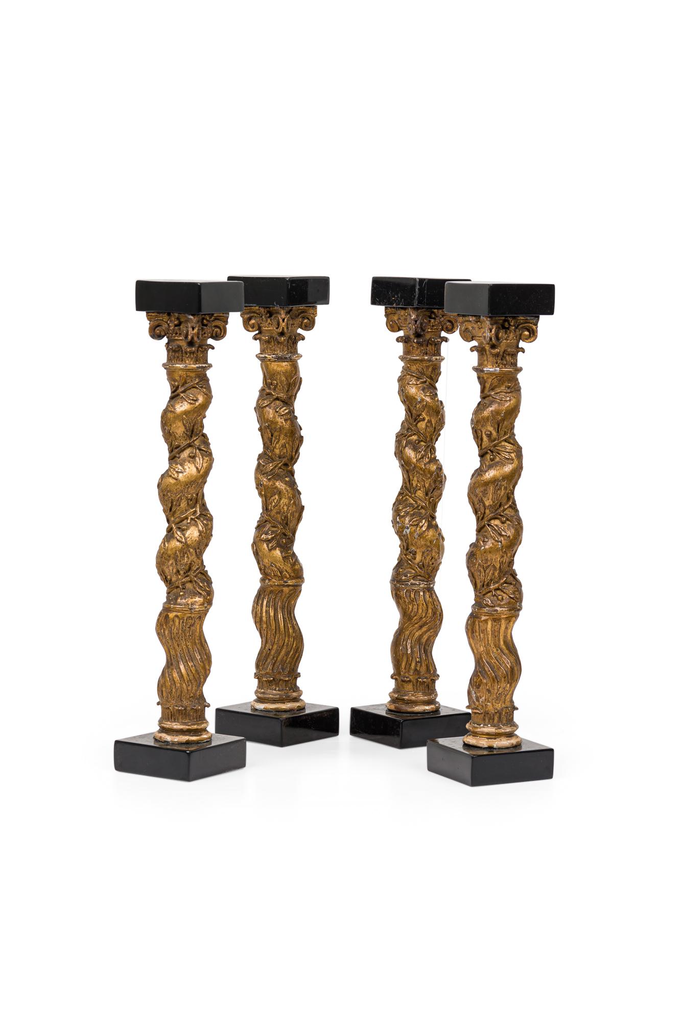 Gilt Set of Four Italian Baroque Solomonic Column Models, Mid-18th Century For Sale
