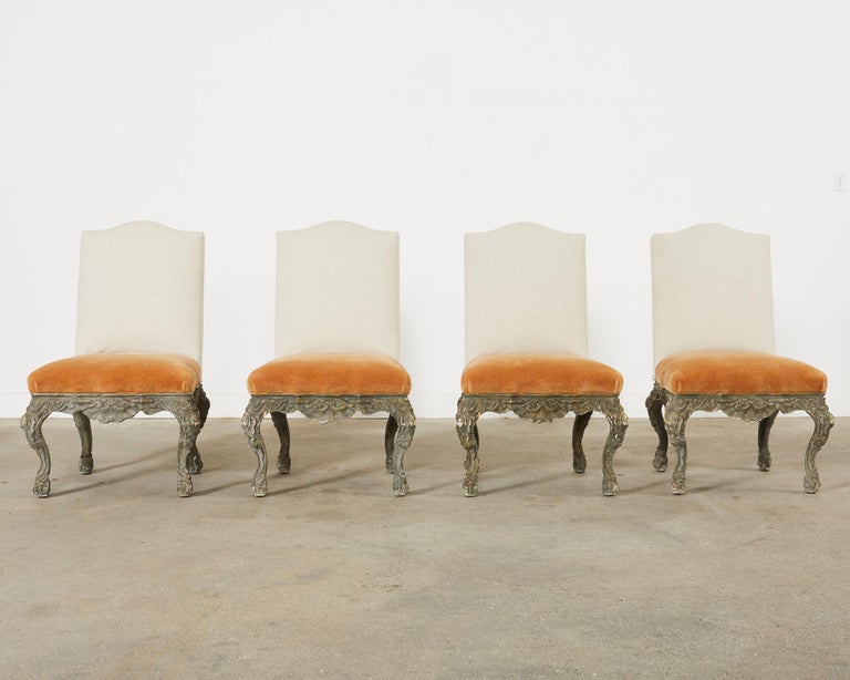 Set di quattro sedie da pranzo in stile barocco italiano con