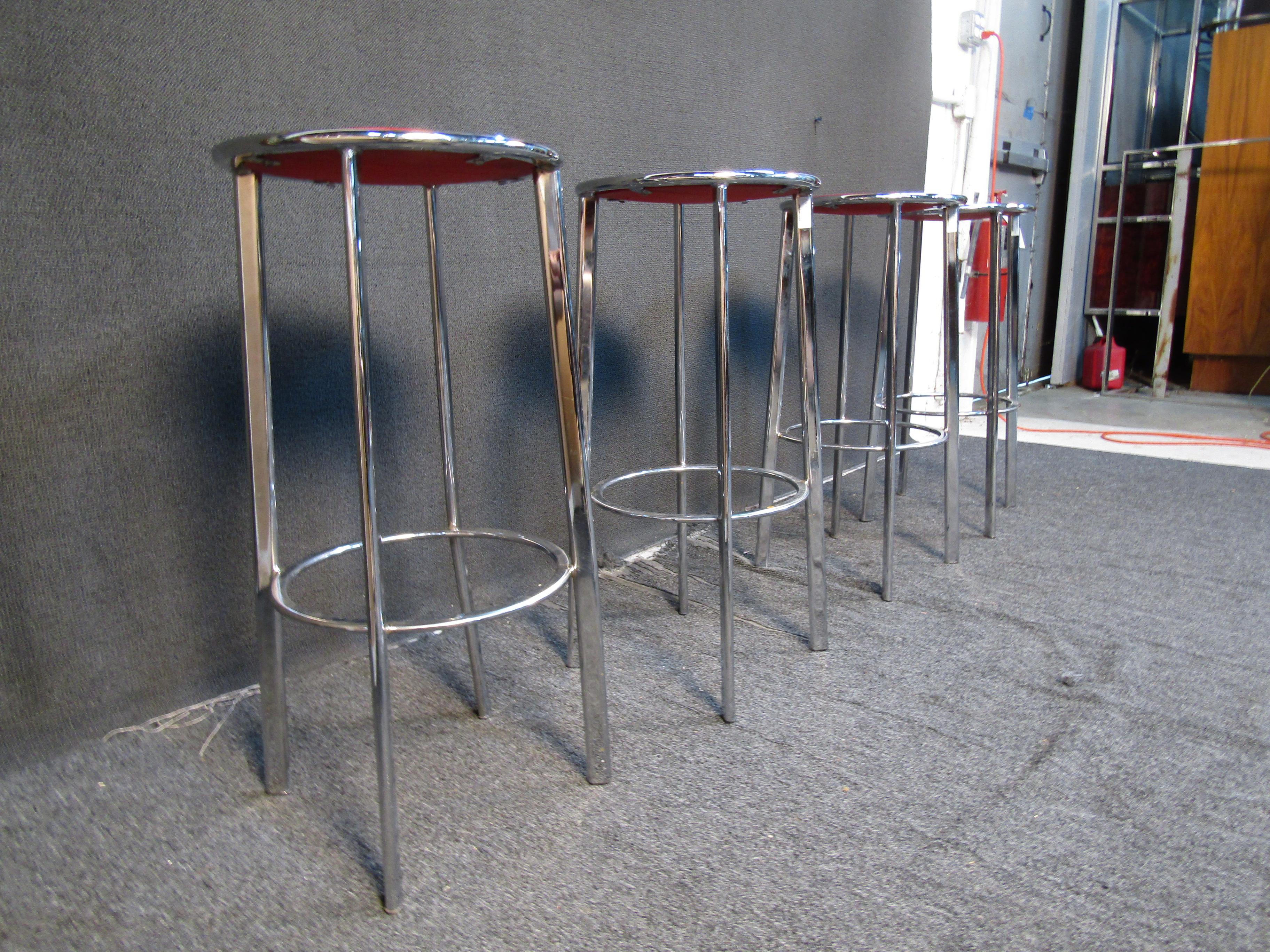 20th Century Set of Four Italian Barstools by Metalmobil For Sale