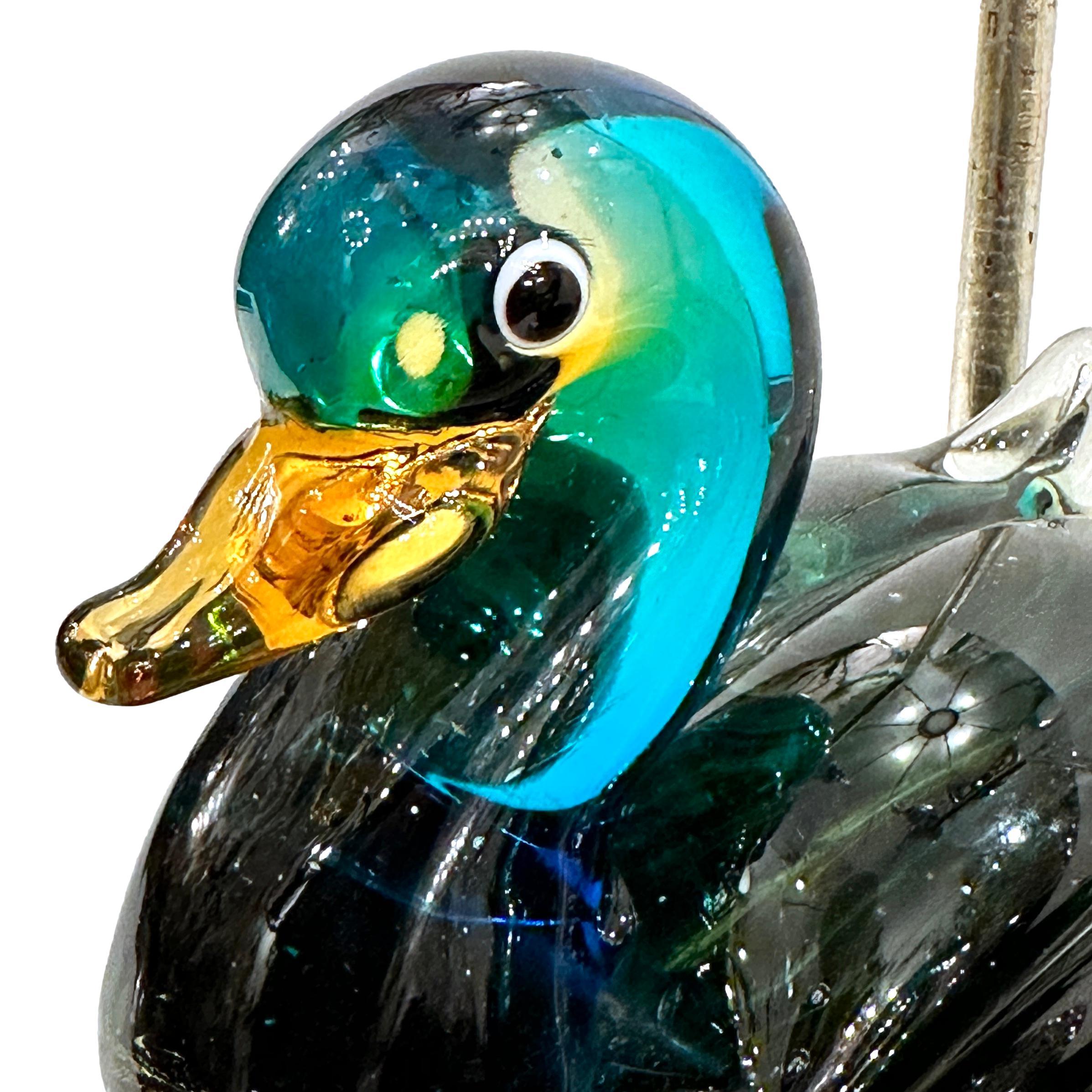 Pair of Italian Blown Glass Duck lamps. In Good Condition For Sale In New York, NY