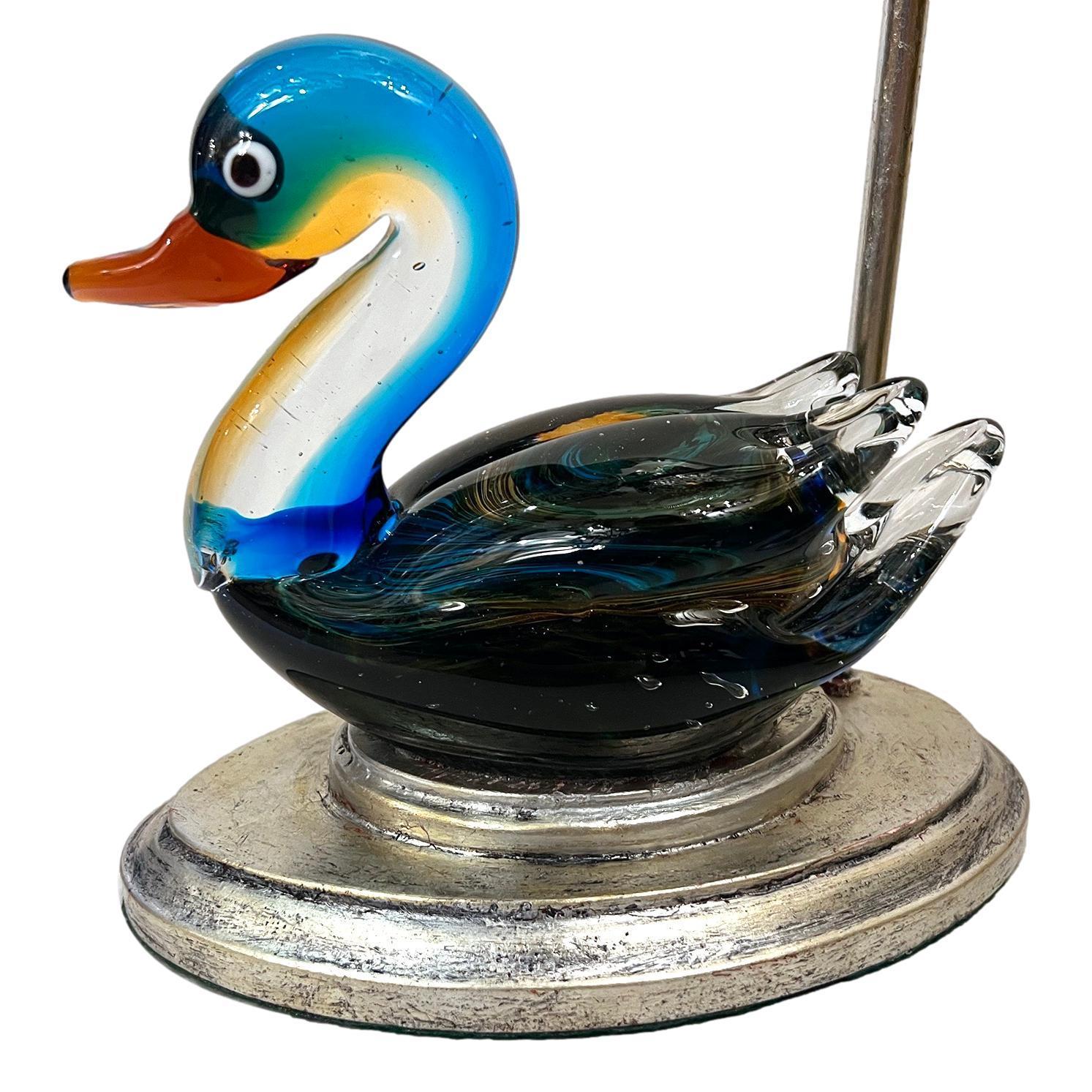 Mid-20th Century Pair of Italian Blown Glass Duck lamps. For Sale