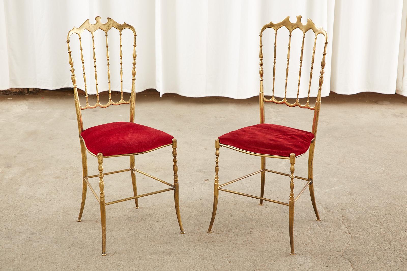 Set of Four Italian Brass Chiavari Dining Chairs In Good Condition For Sale In Rio Vista, CA