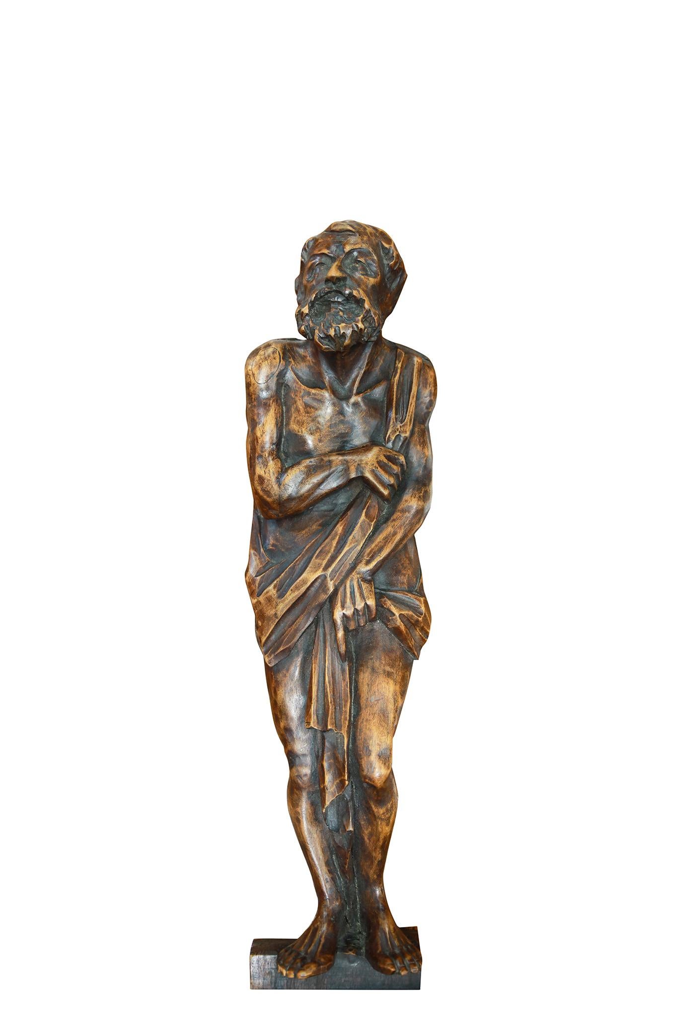 Set of Four Italian Carved Wood Caryatid Figures. These figures more than likely graced a fireplace mantel and an exceptional piece of furniture. Circa 1920.

Dimensions: 24