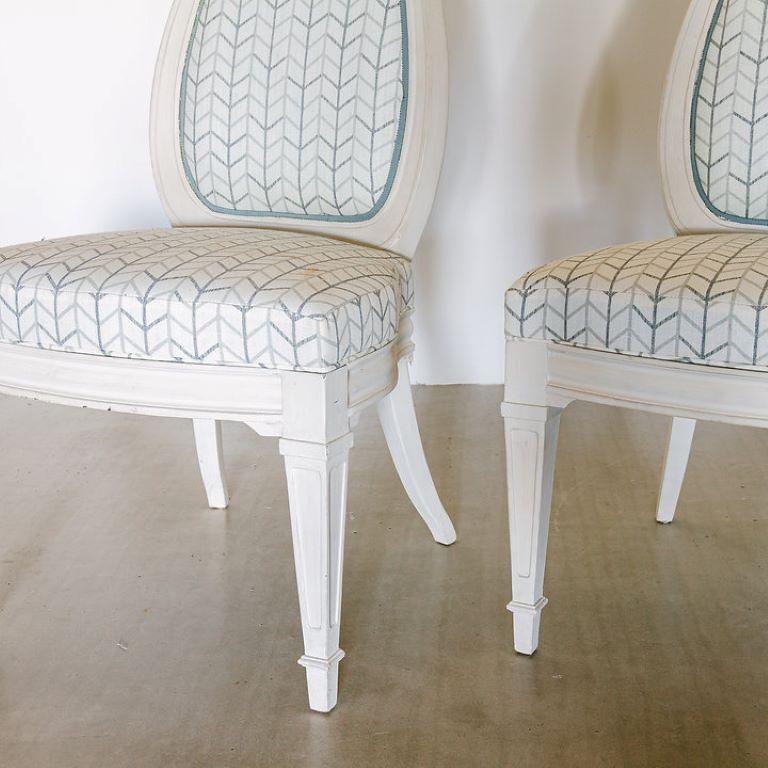 Set of Four Italian Chalky White Painted Carver Chair, 1960s 2