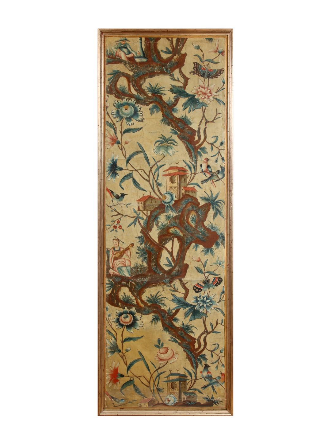 Canvas Set of Four Italian Chinoiserie Painted Panels For Sale