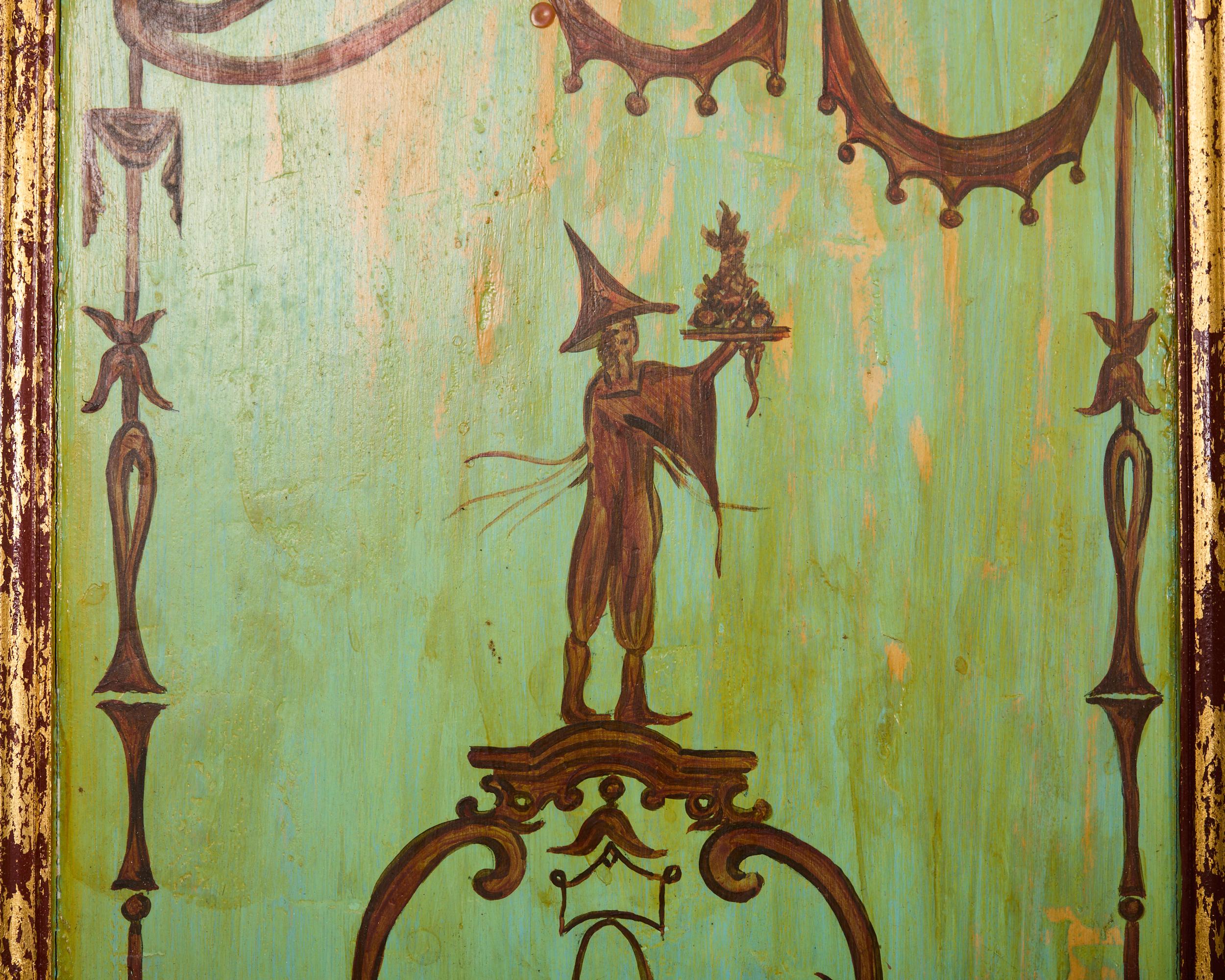 Conjunto de cuatro paneles de madera pintada de Chinoiserie italiana en venta 7