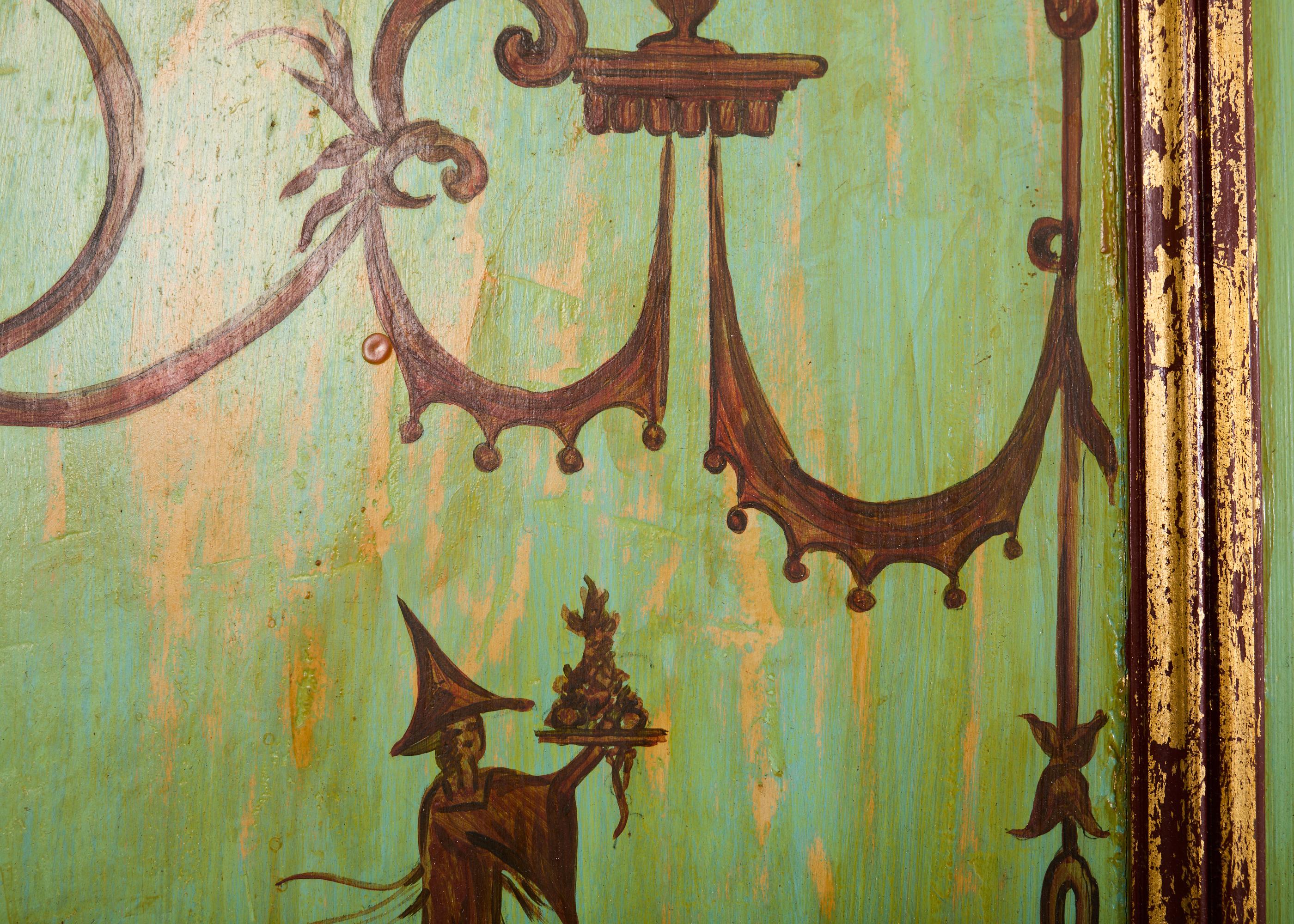 Conjunto de cuatro paneles de madera pintada de Chinoiserie italiana en venta 10