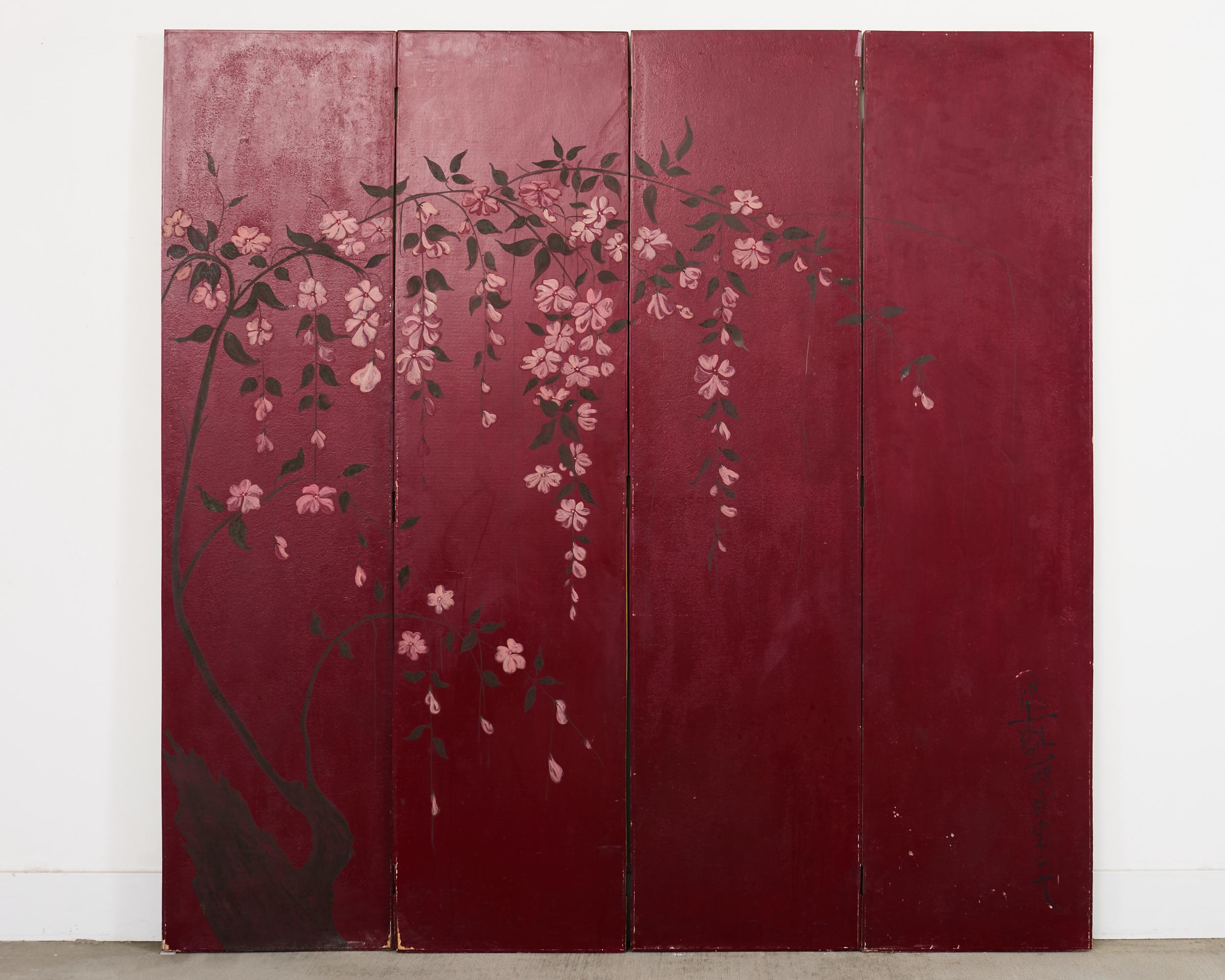 Conjunto de cuatro paneles de madera pintada de Chinoiserie italiana en venta 11