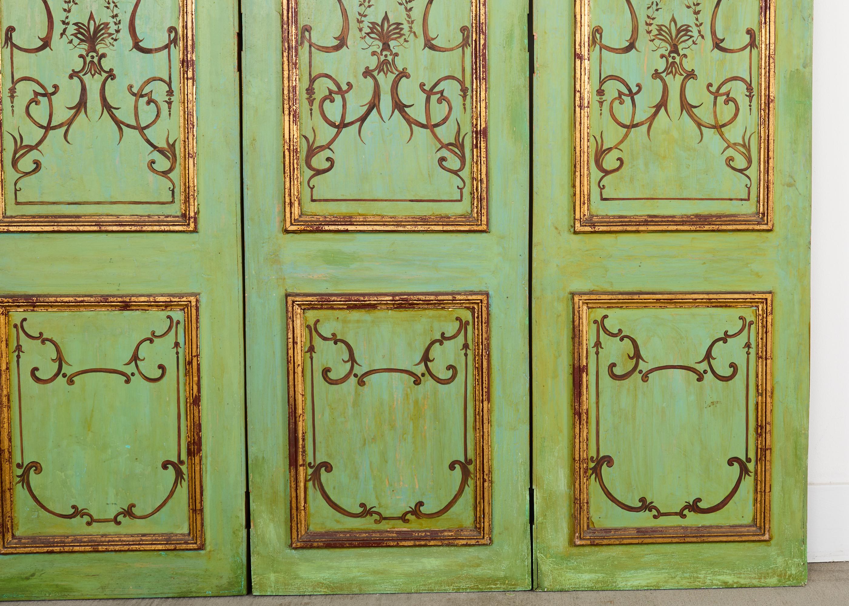 Conjunto de cuatro paneles de madera pintada de Chinoiserie italiana en venta 1