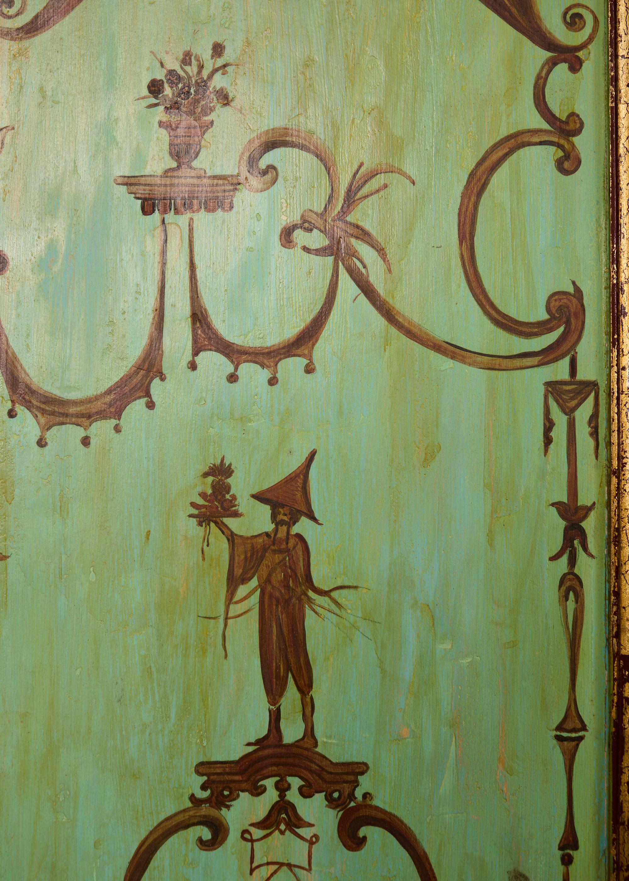 Conjunto de cuatro paneles de madera pintada de Chinoiserie italiana en venta 2