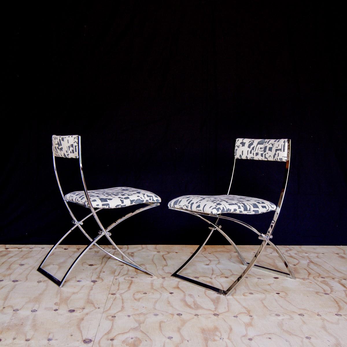 Set of Four Italian Chrome Folding Chairs, 1970s 1