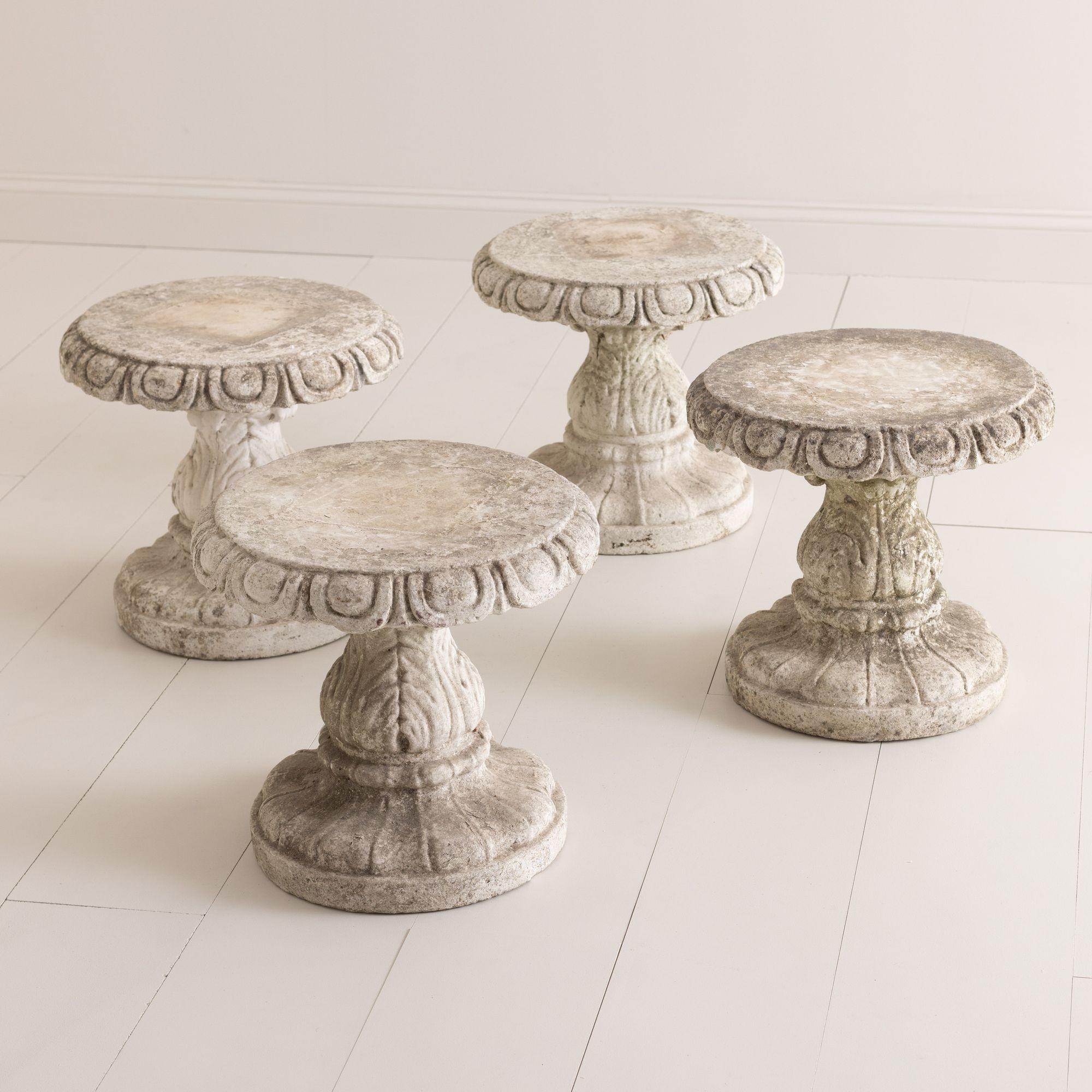 Set of Four Italian Concrete Garden Stools at 1stDibs
