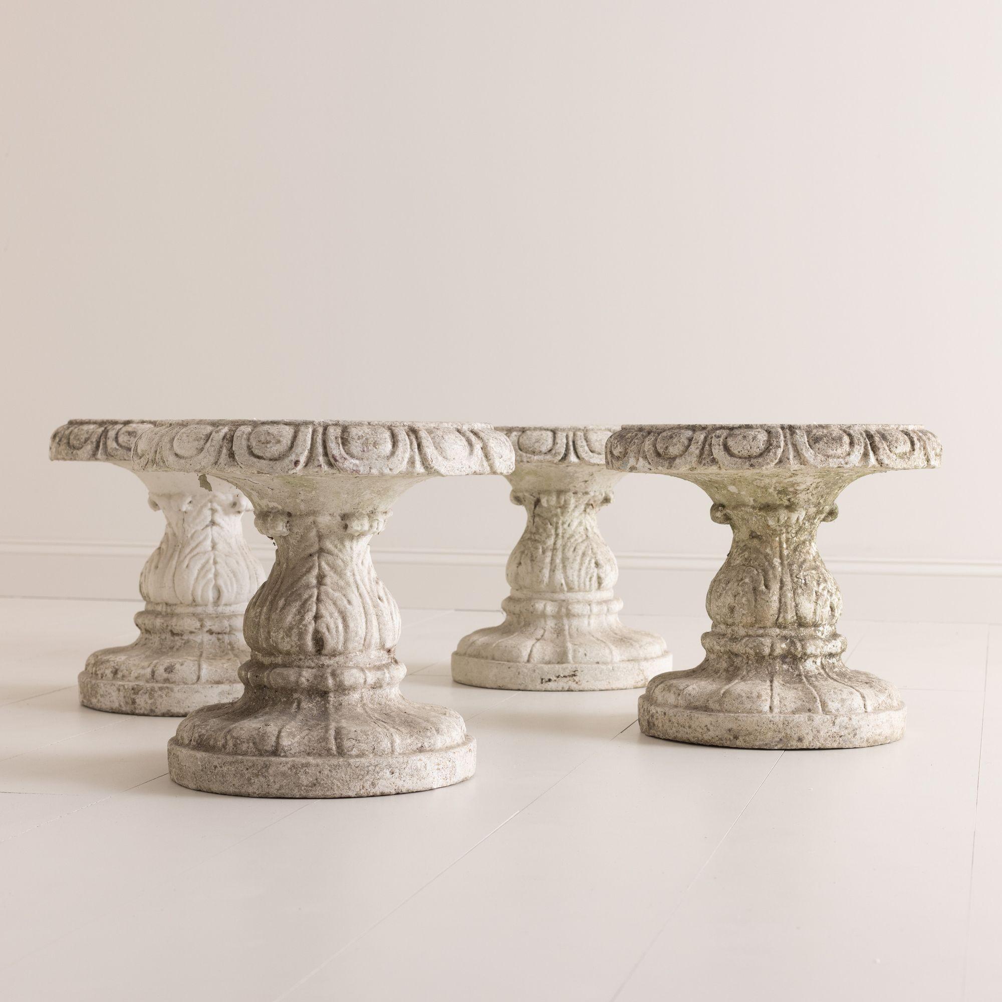 Set of Four Italian Concrete Garden Stools For Sale at 1stDibs