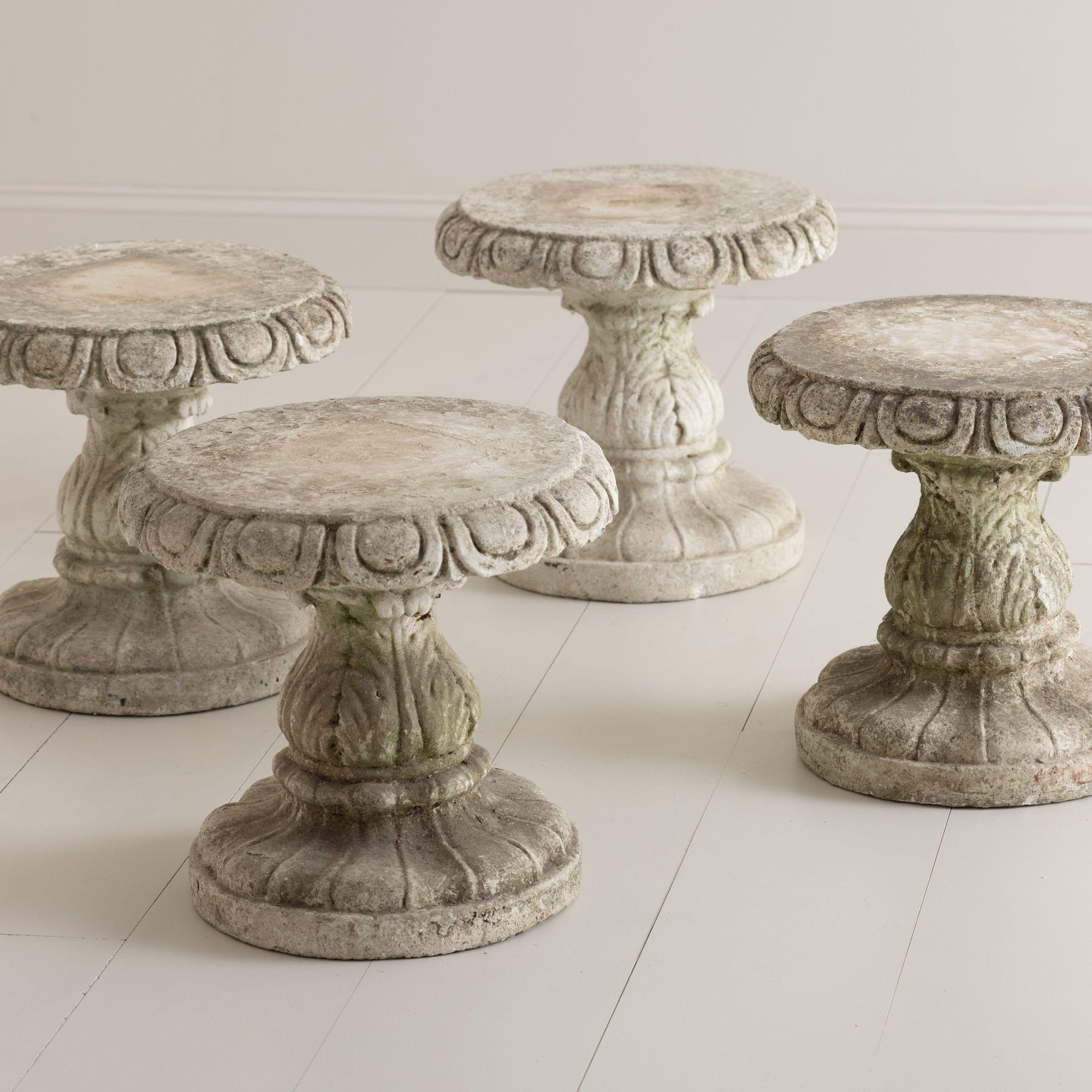 Set of Four Italian Concrete Garden Stools at 1stDibs