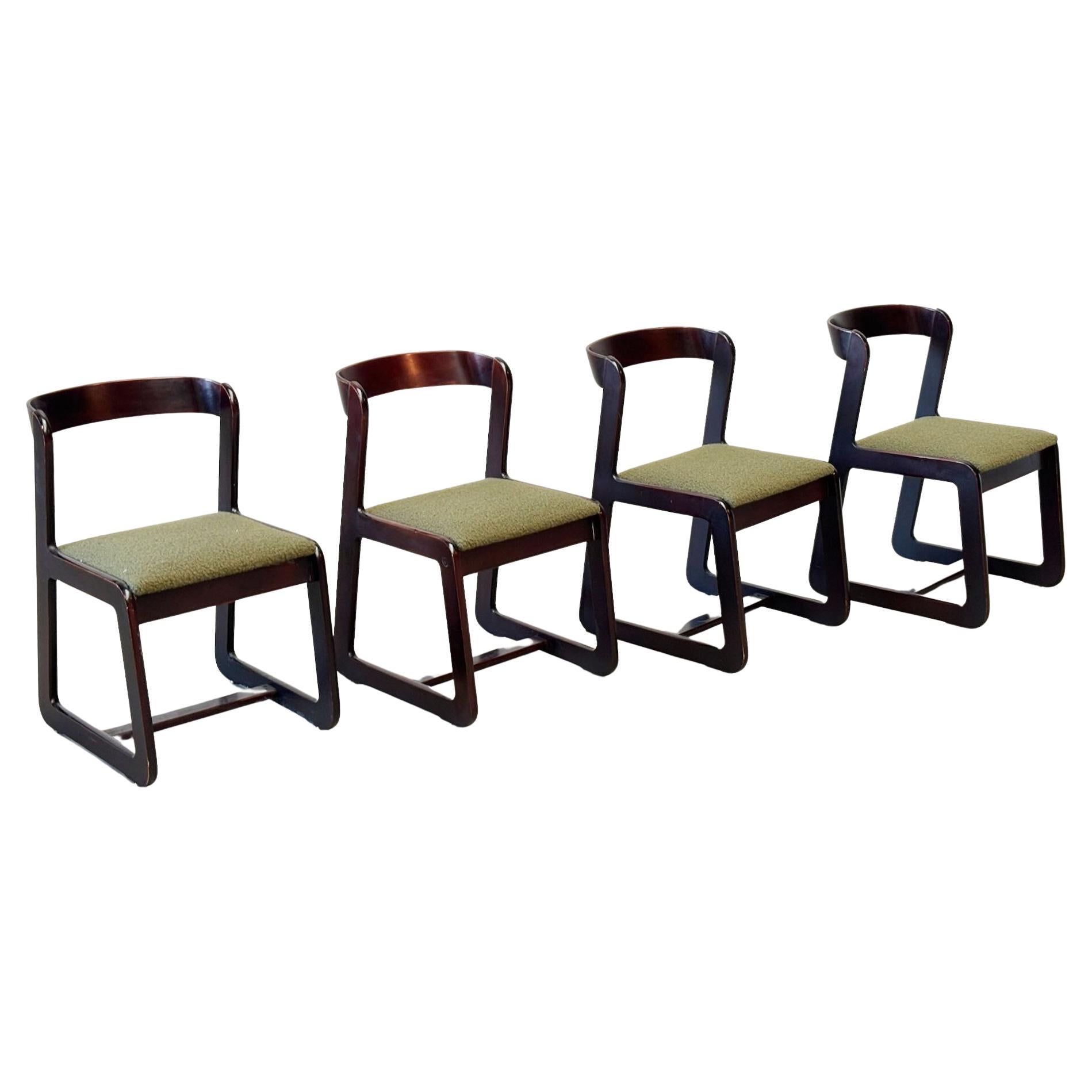 Vintage dining chairs by Willy Rizzo for cidue set of 6, 1970s For Sale