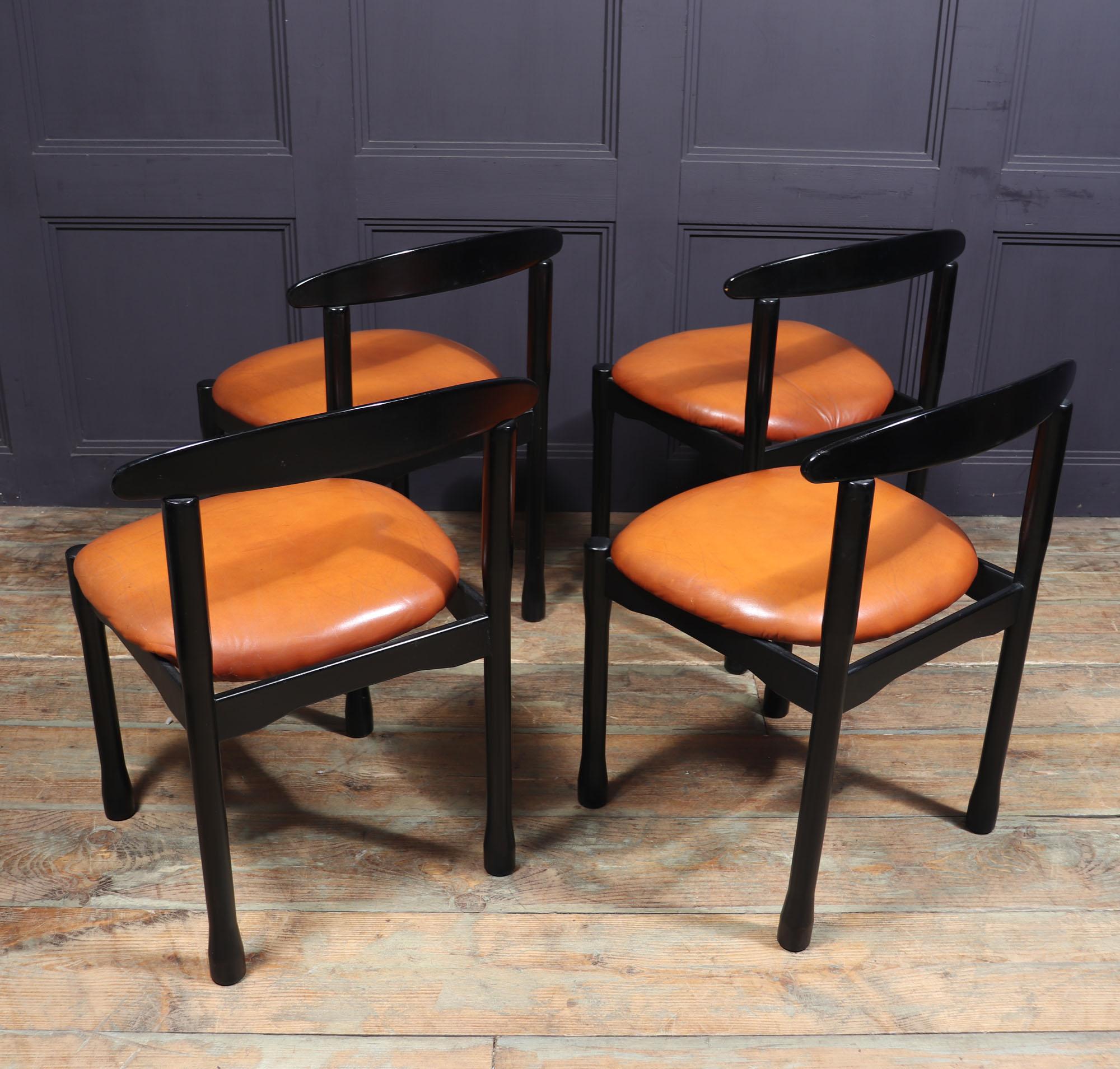 Set of Four Italian Dining Chairs by Vico Magistretti In Good Condition For Sale In Paddock Wood Tonbridge, GB