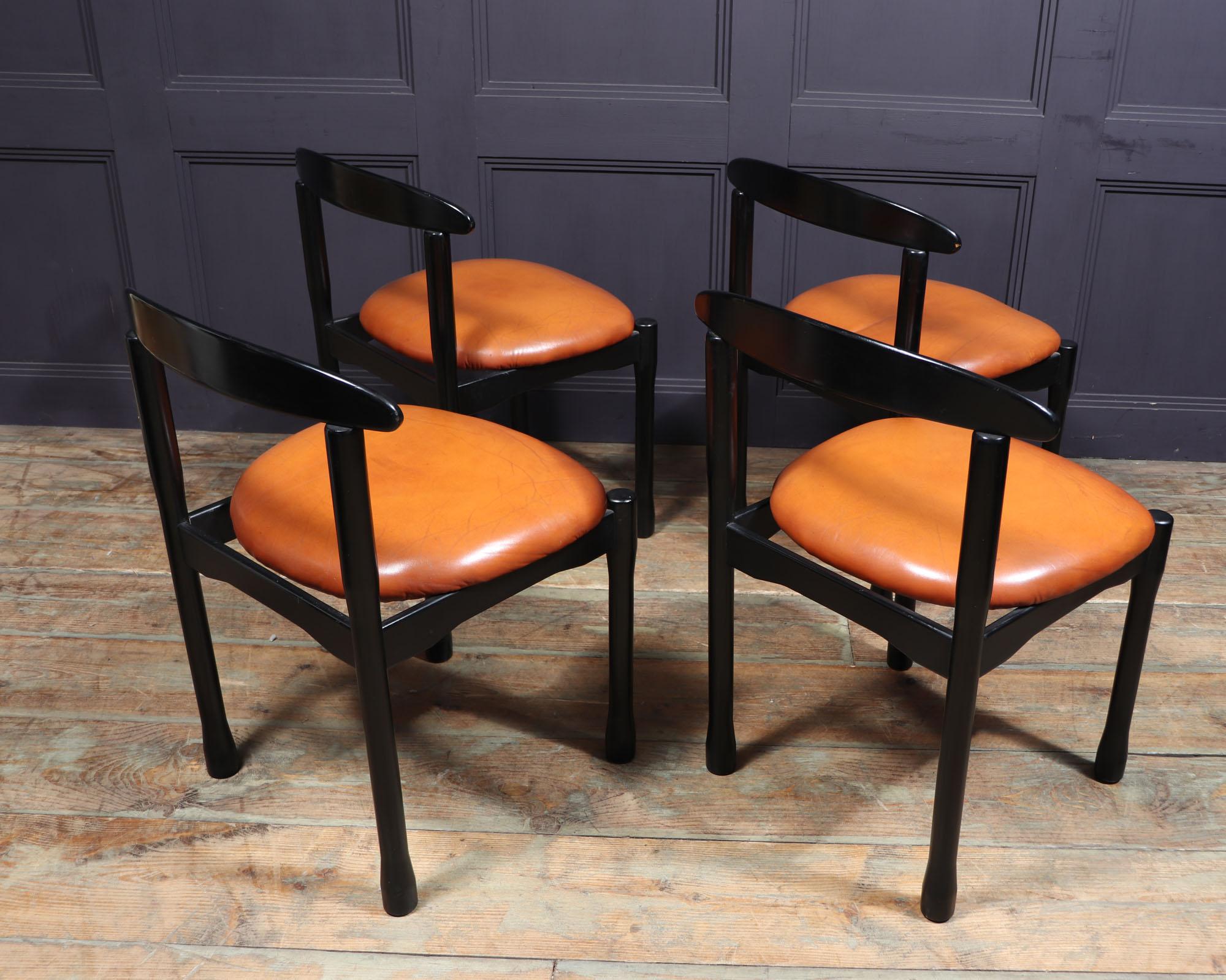 Late 20th Century Set of Four Italian Dining Chairs by Vico Magistretti For Sale