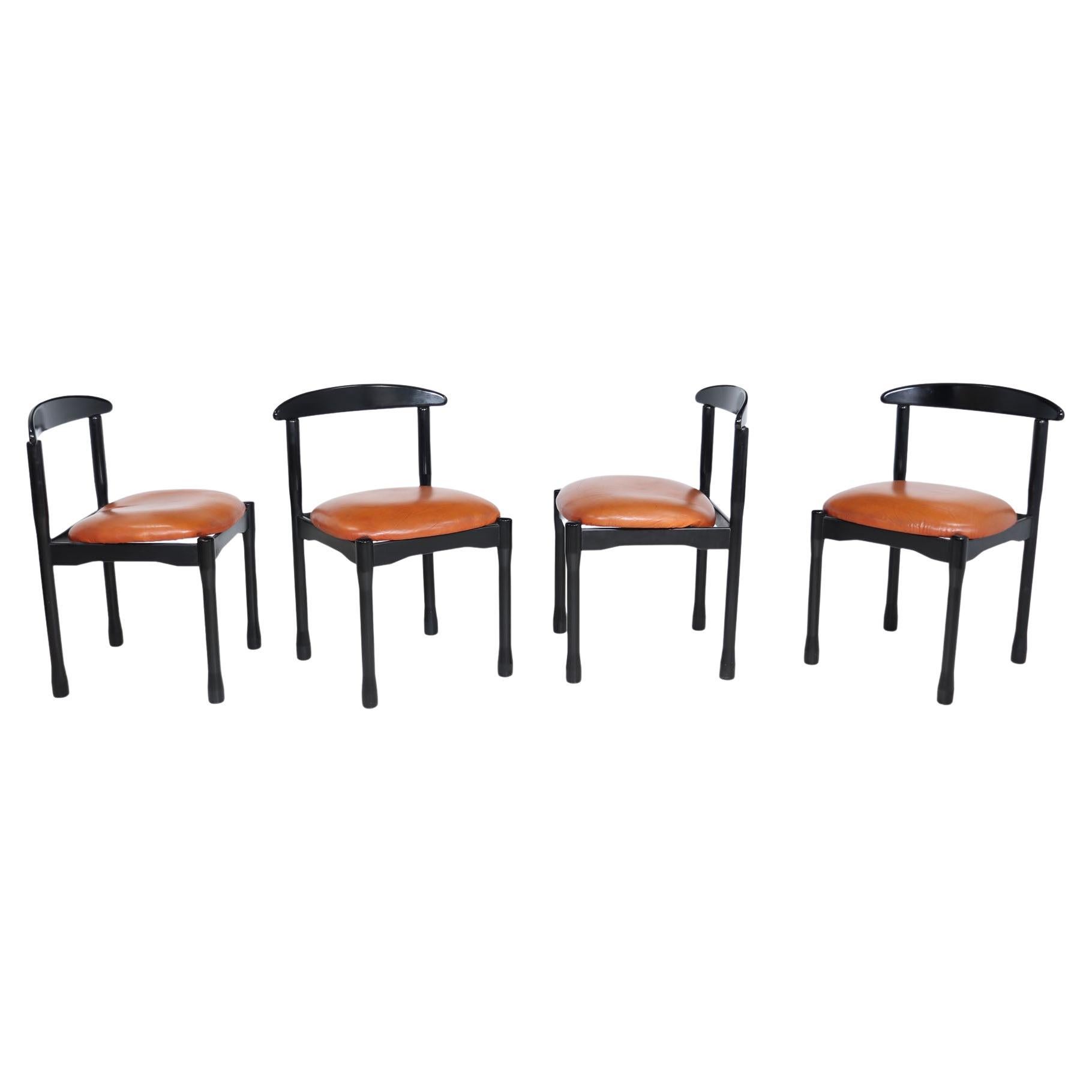 Set of Four Italian Dining Chairs by Vico Magistretti