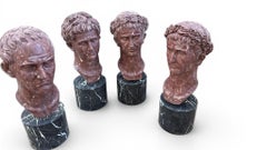 Set of Four Italian Emperor Busts on Marble Bases, Second Half of the 20th Centu