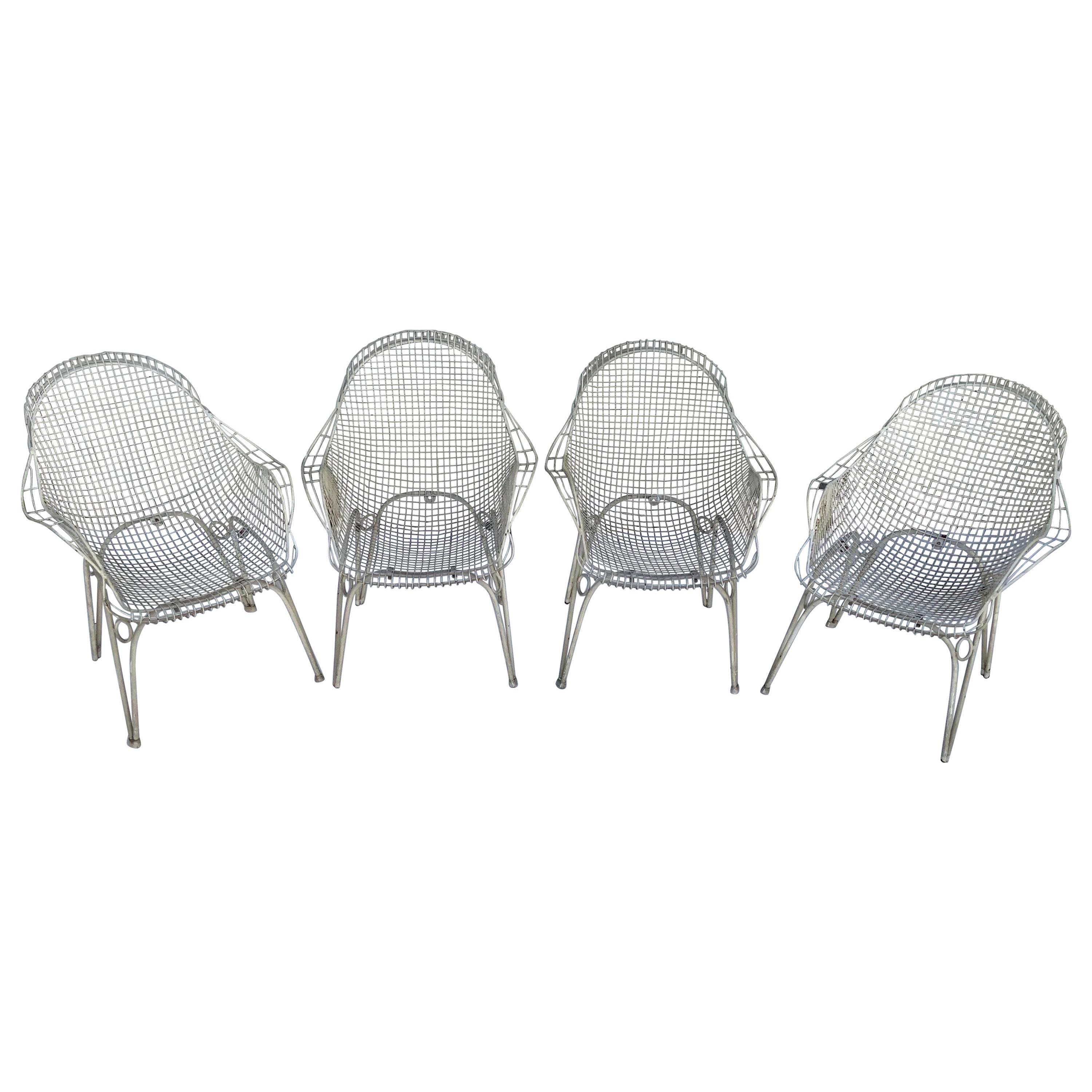 Set di quattro poltrone da giardino italiane in ferro, 1950 circa
