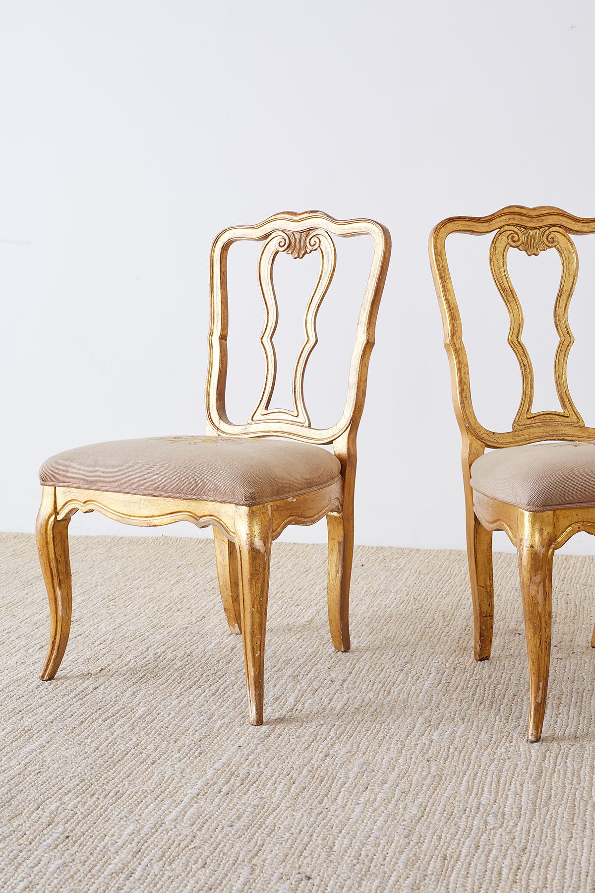 Set of Four Italian Giltwood Venetian Style Dining Chairs 3