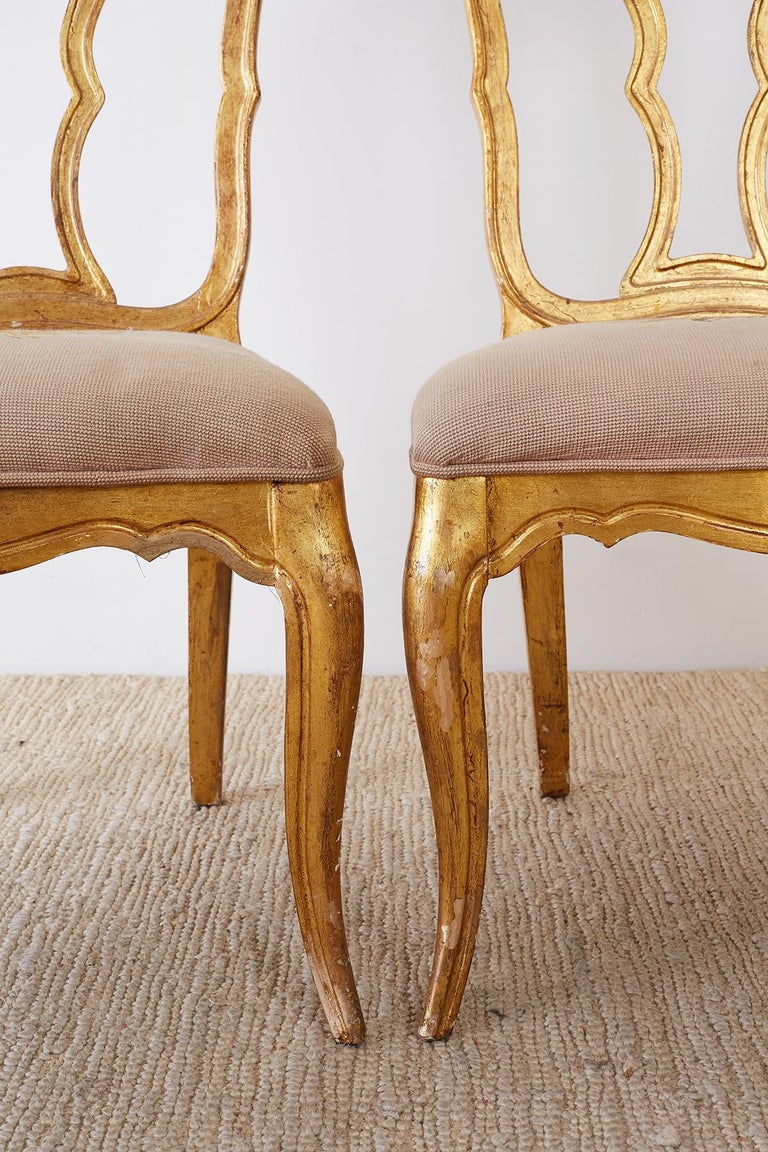 Set of Four Italian Giltwood Style Dining Chairs For Sale at