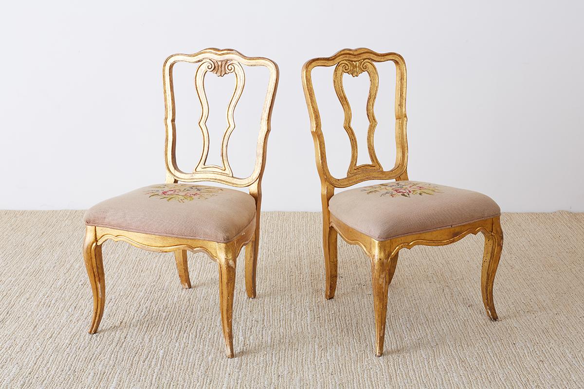 Set of Four Italian Giltwood Venetian Style Dining Chairs 2
