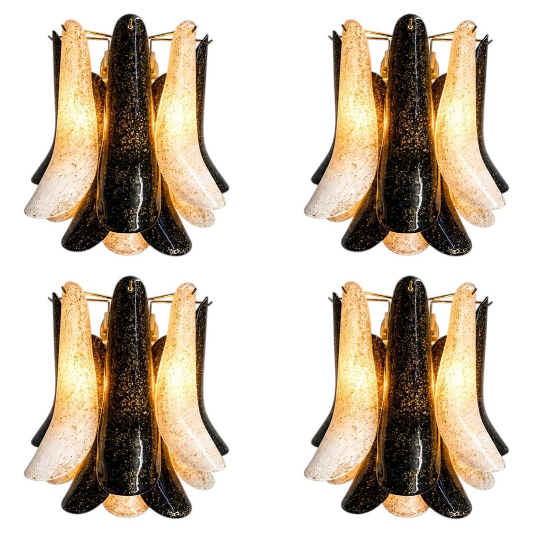 Set of Four Italian Gold Inclusion Murano Sconces