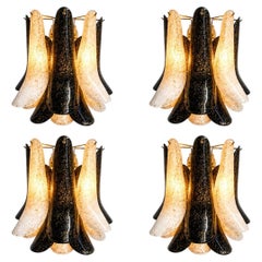 Set of Four Italian Gold Inclusion Murano Sconces