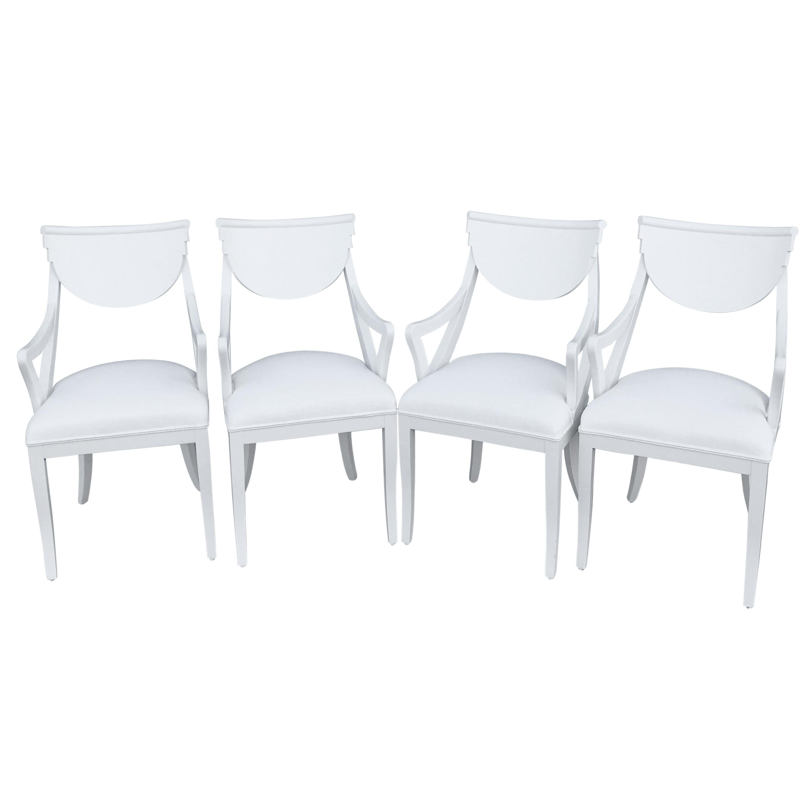 Ensemble de quatre fauteuils italiens Klismos