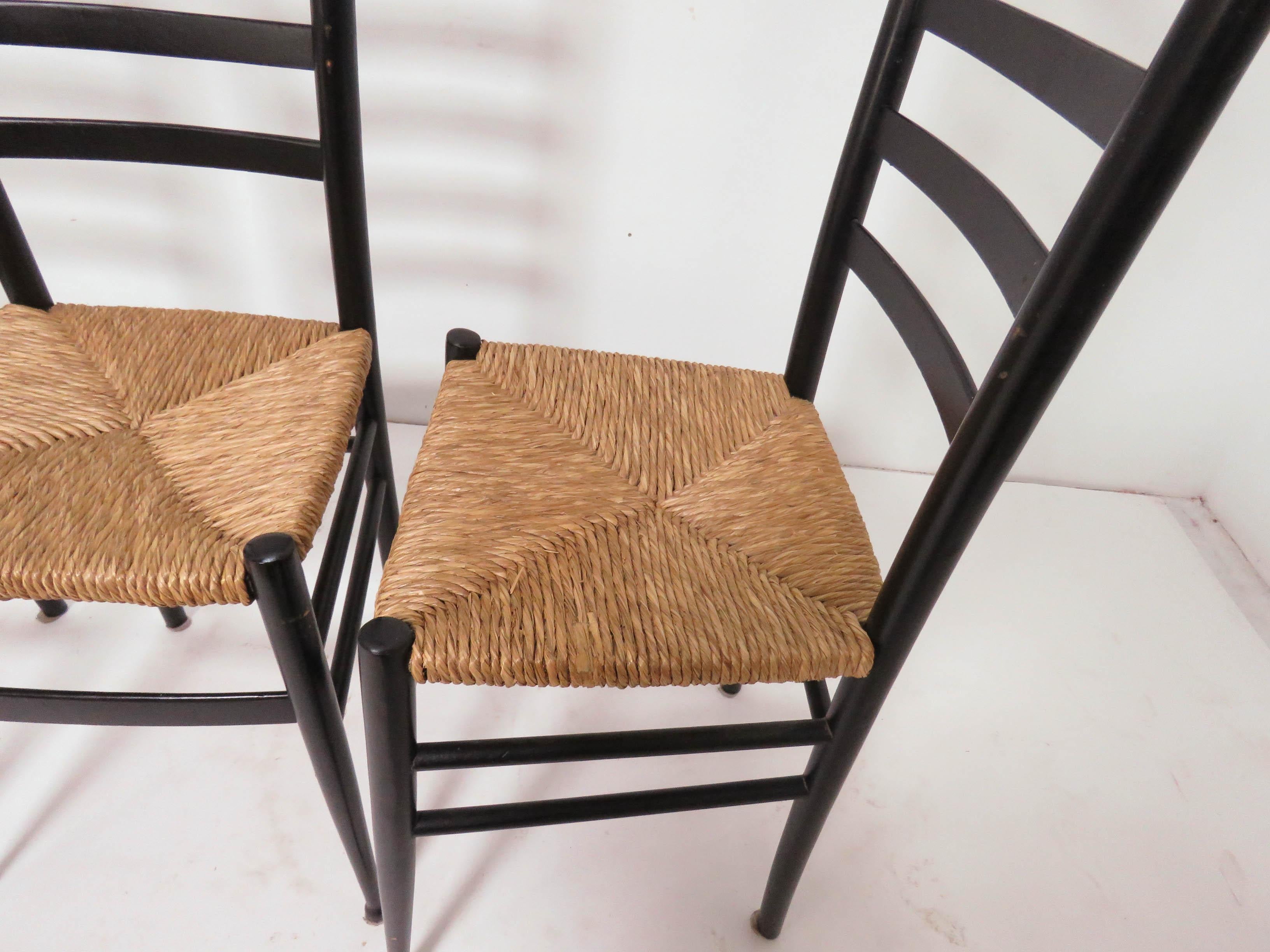 Set of Four Italian Ladder Back Dining Chairs After Gio Ponti 3