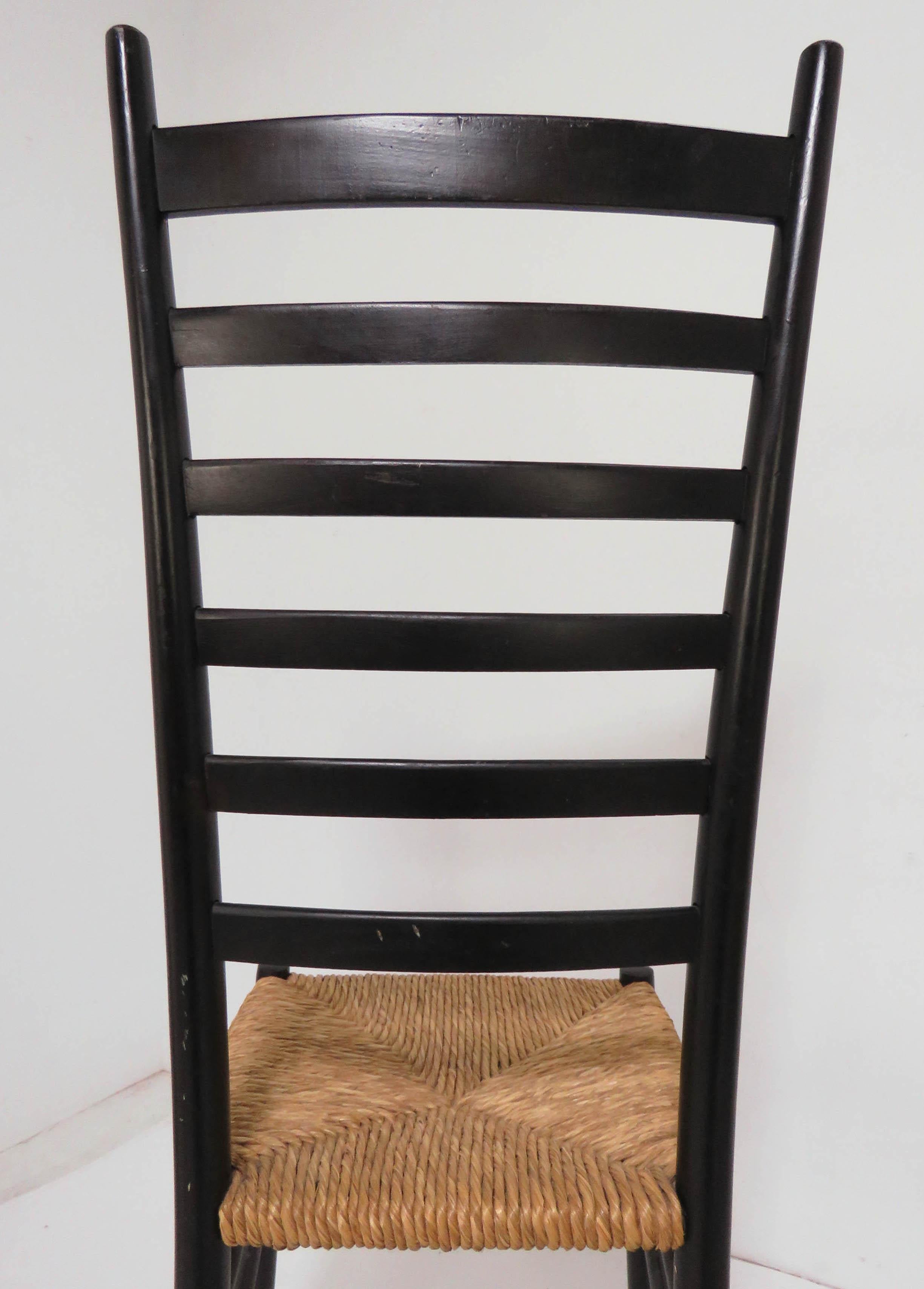 Set of Four Italian Ladder Back Dining Chairs After Gio Ponti 1