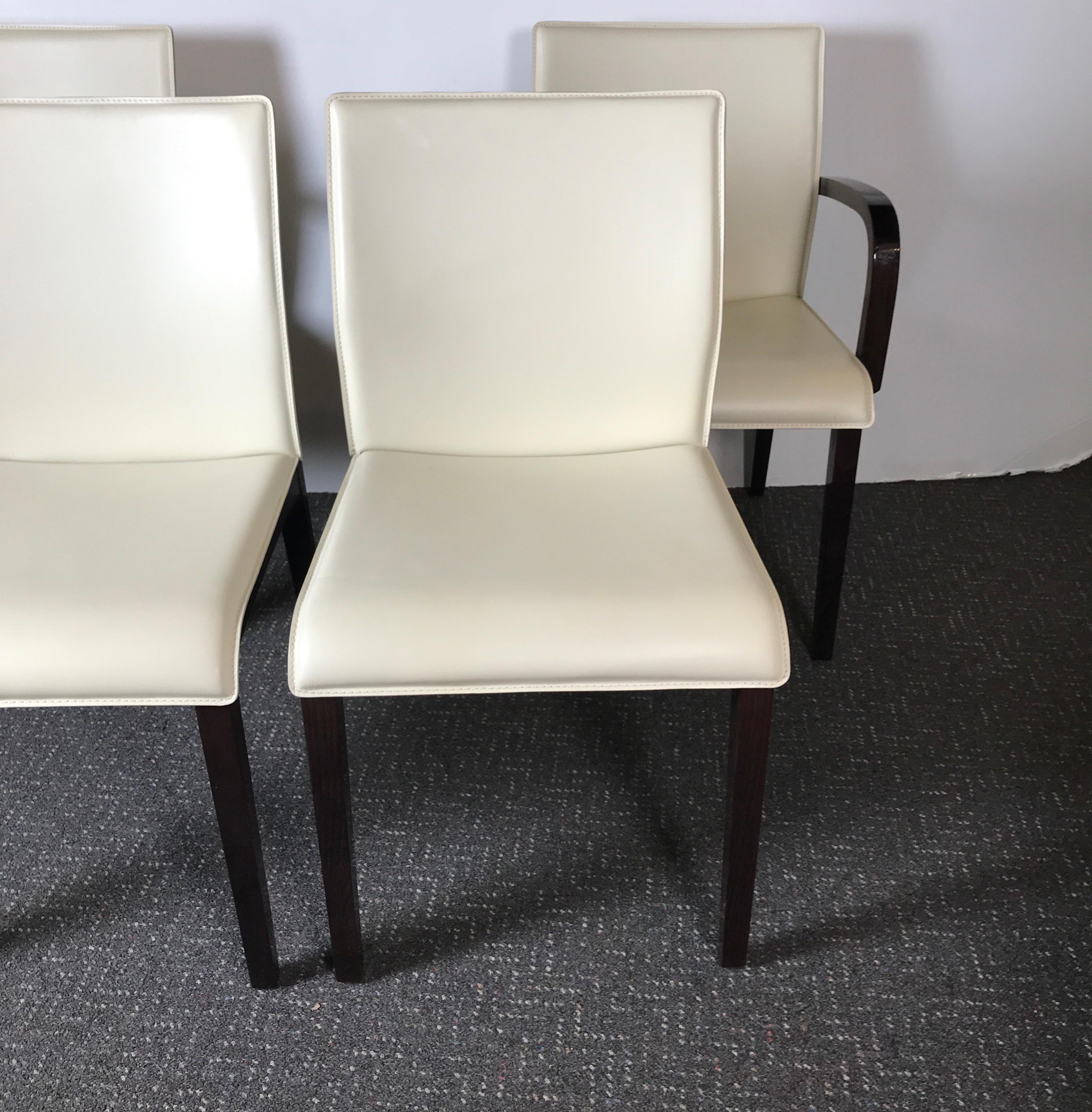 Modern Set of Four Italian Leather Dining Chairs