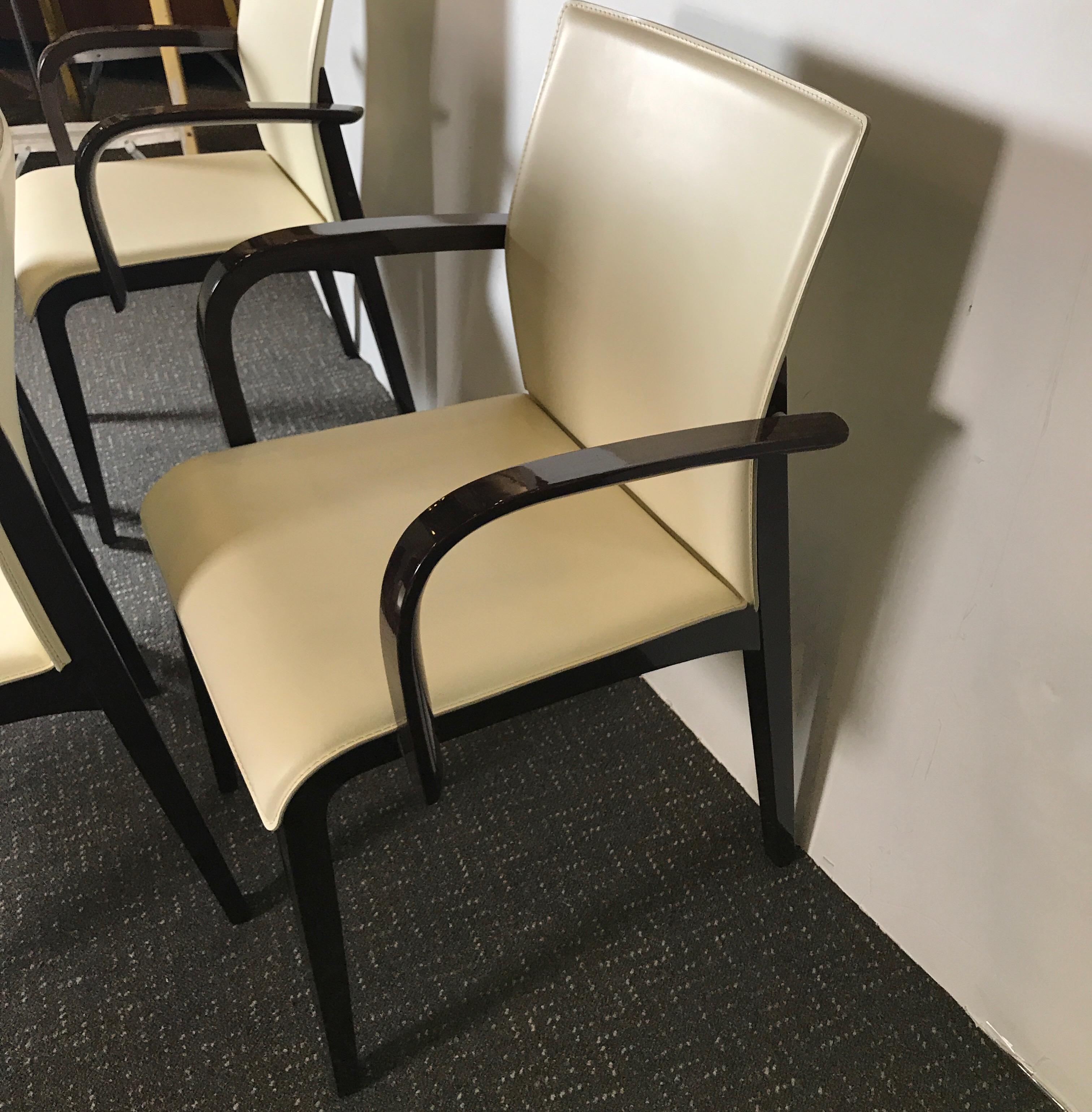 Set of Four Italian Leather Dining Chairs In Excellent Condition In Lambertville, NJ
