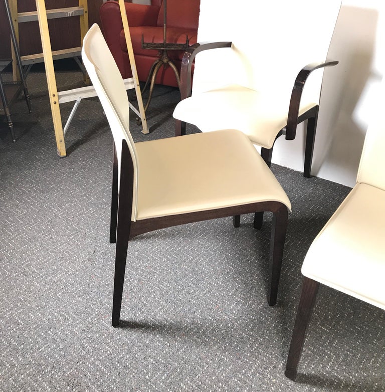 Set of Four Italian Leather Dining Chairs For Sale at 1stDibs
