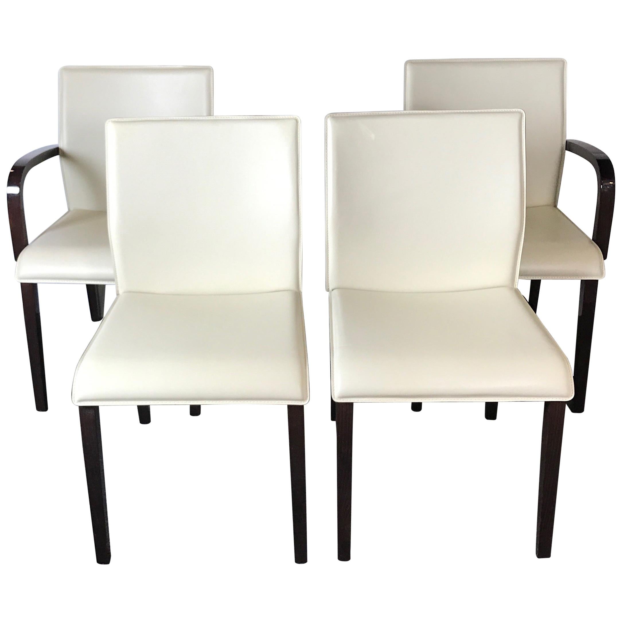 Set of Four Italian Leather Dining Chairs