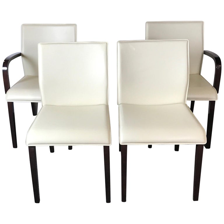 Set of Four Italian Leather Dining Chairs For Sale at 1stDibs