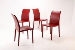 Set of Four Italian Leather Dining Chairs, Late 1990s / Early 2000s