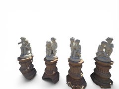 Set of Four Italian Marble Putti Groups, Second Half of the 20th Century