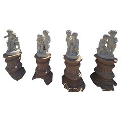 Set of Four Italian Marble Putti Groups, Second Half of the 20th Century