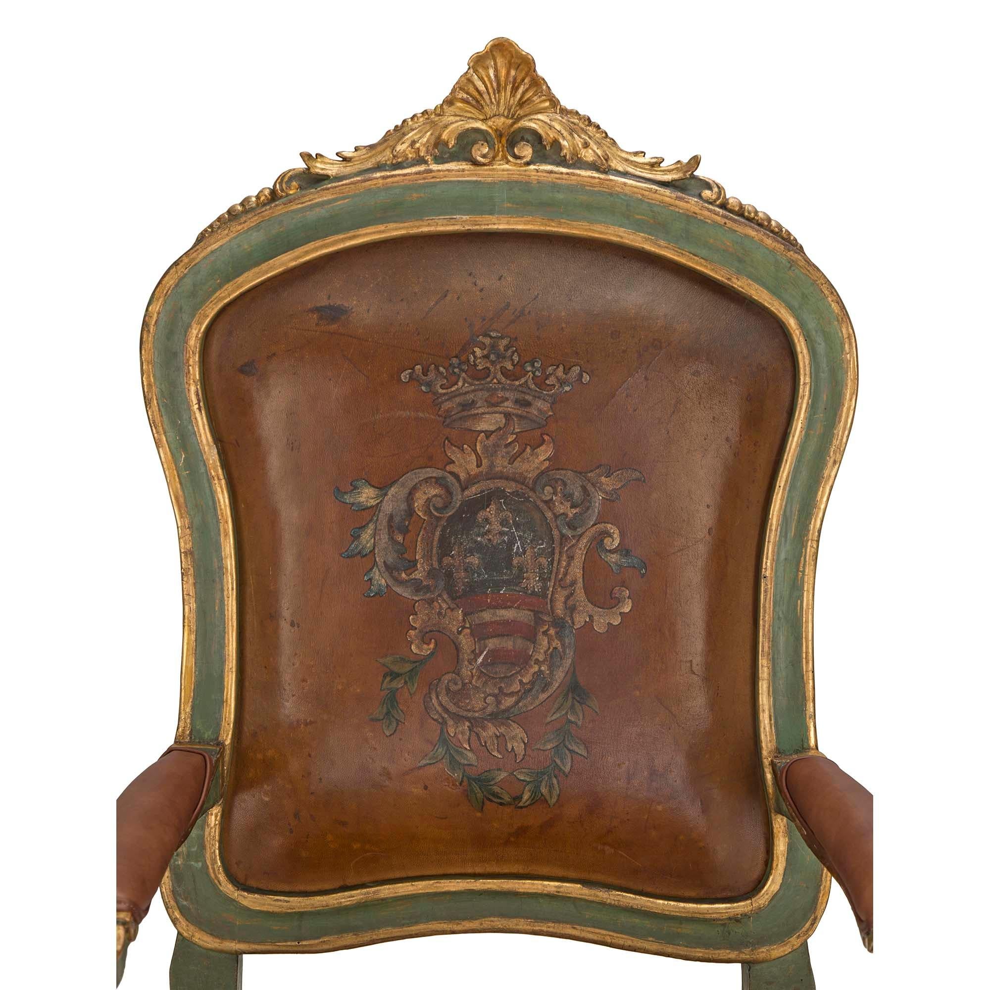 Set of Four Italian Mid 18th Century Roman Armchairs For Sale 1
