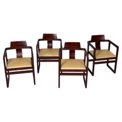 Set of Four Italian Mid Century Asian Style Armchairs