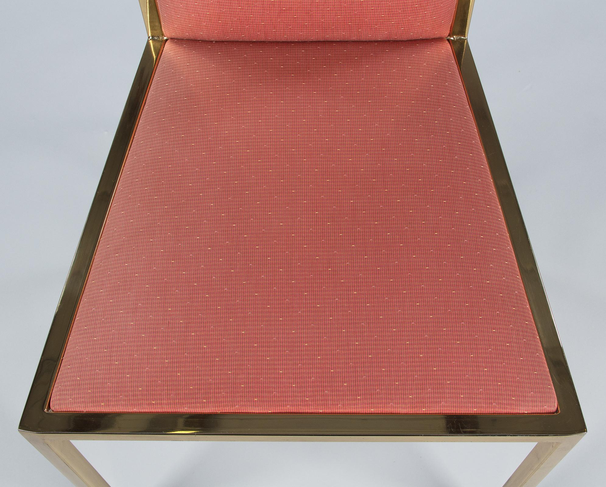 Set of Four Italian Midcentury Brass and Fabric Chairs, 1960s 10