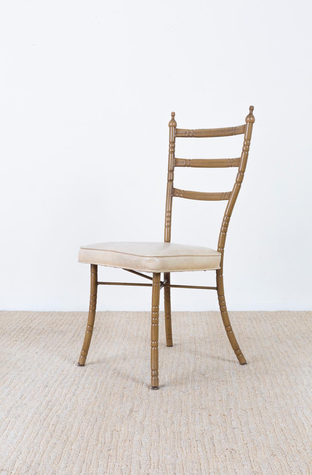 Set of Four Italian Midcentury Faux Bamboo Dining Chairs For Sale 5