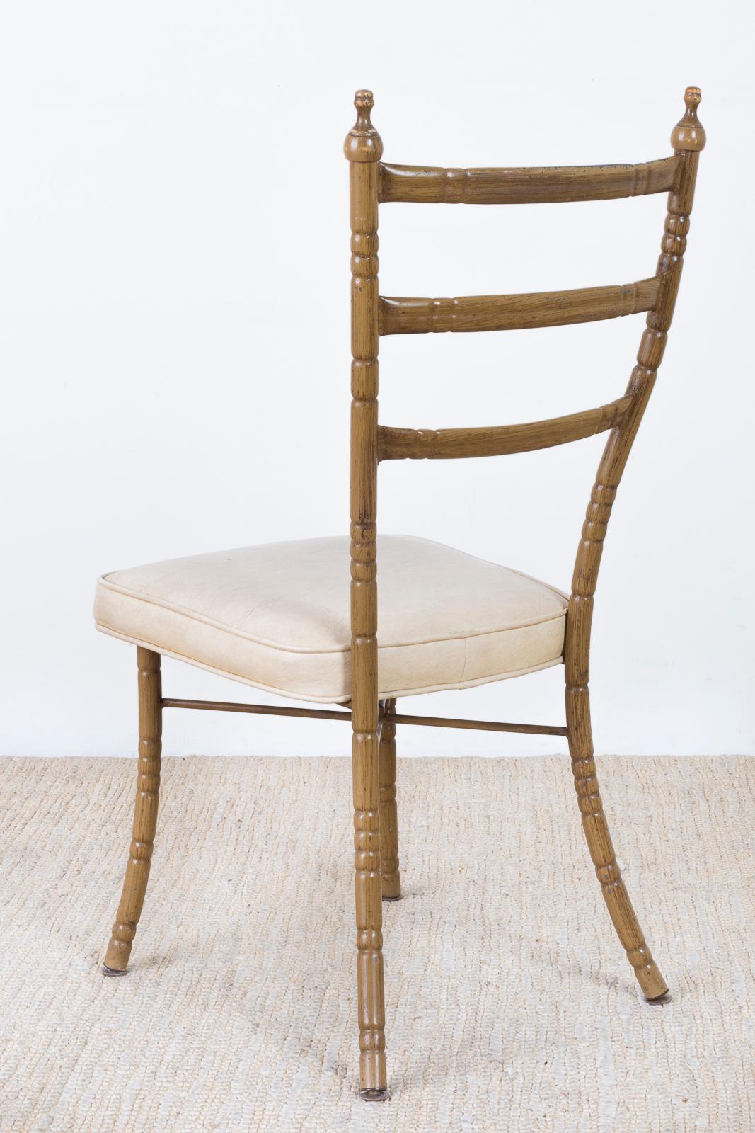 Set of Four Italian Midcentury Faux Bamboo Dining Chairs For Sale 7